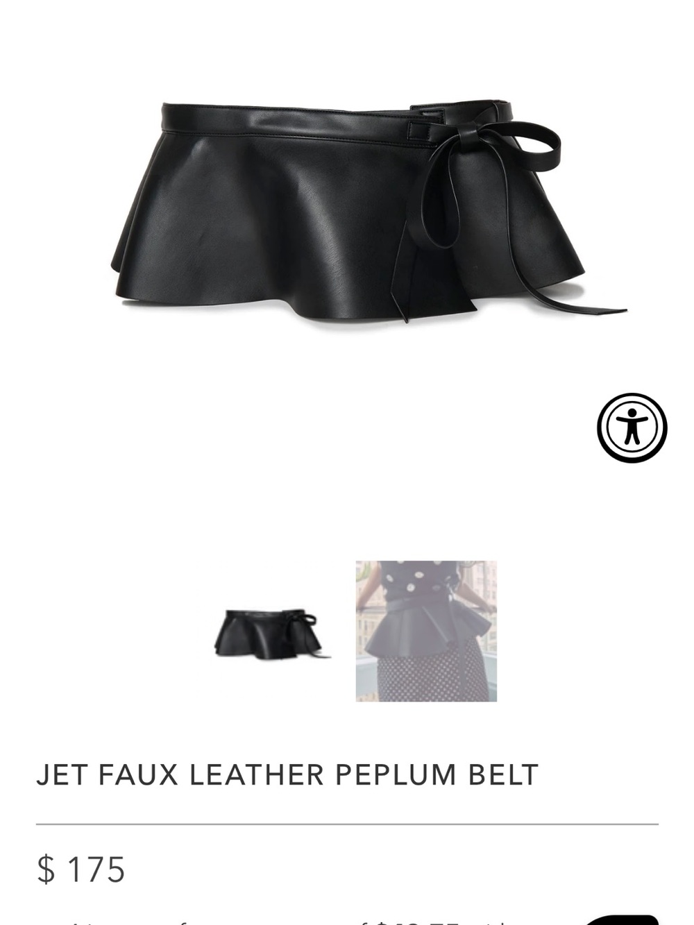 Lele Sadoughi Black Faux Leather Peplum Belt